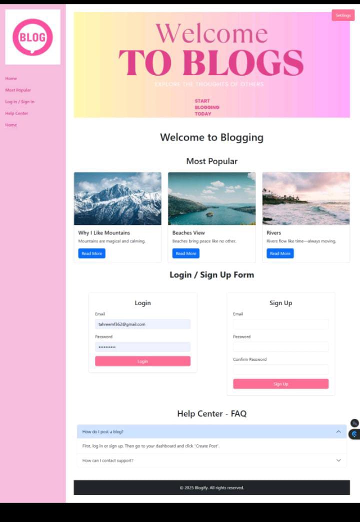 Blogging Website Screenshot